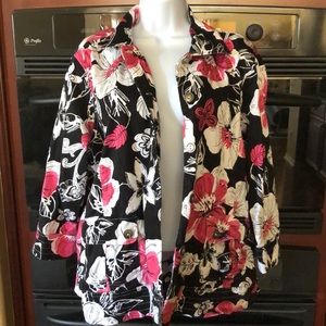 Floral Black and Pink Cotton Jacket 1X CJ Banks